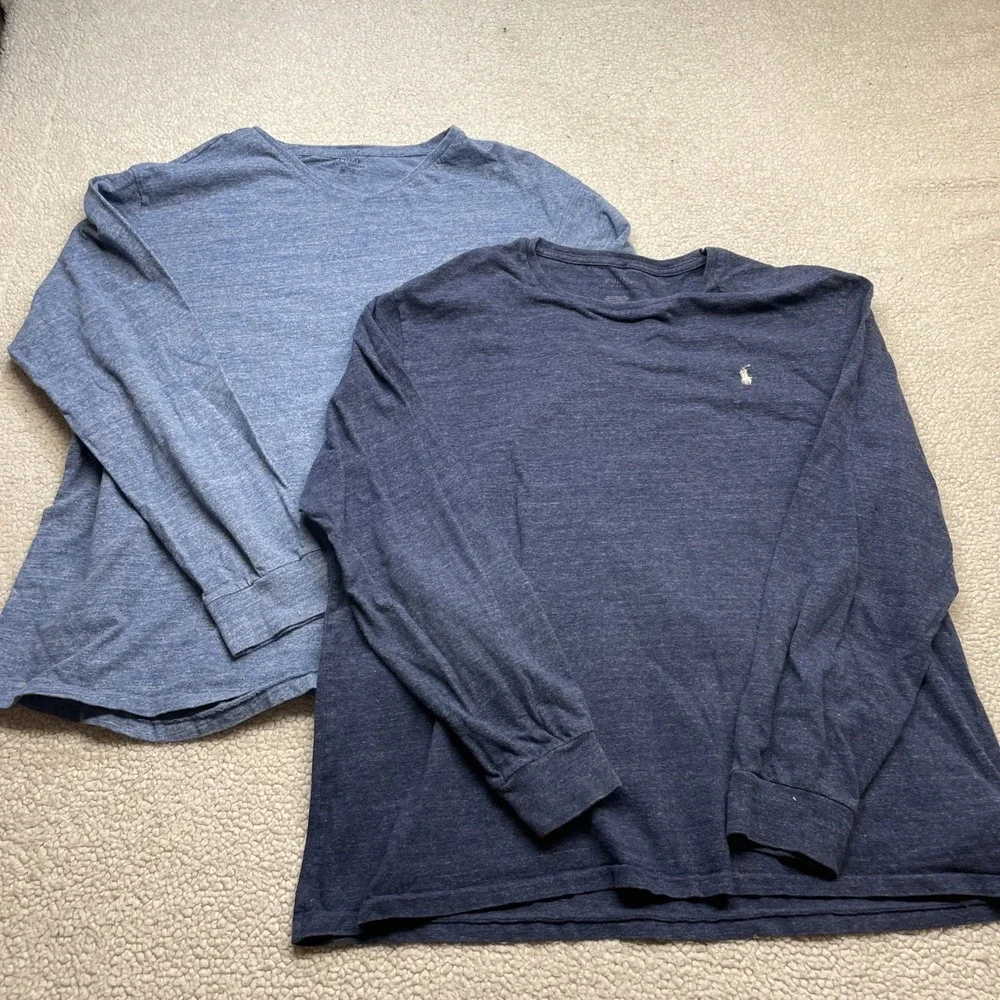 Polo Ralph‎ Lauren T-Shirt Mens XL Blue Bundle Long Sleeve Pony Logo Heathered